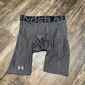 UNDER ARMOUR MEN'S HEATGEAR VENT COMPRESSION BASELAYER SHORTS GRAY L #1362450